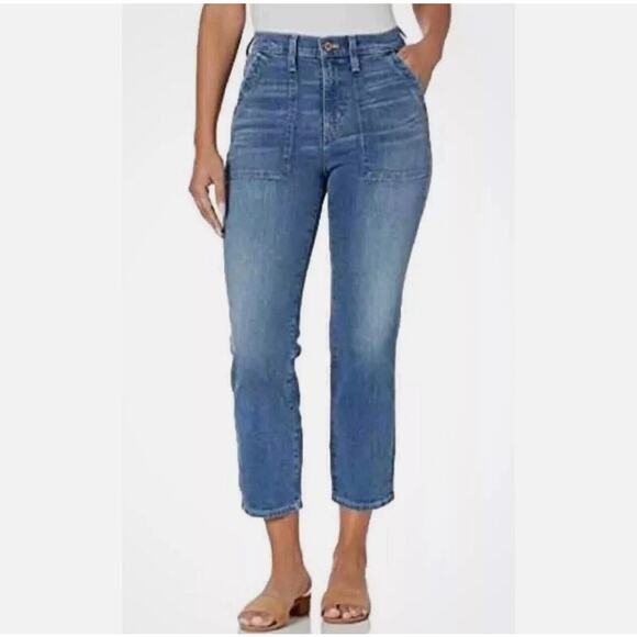 J. Crew Denim - ​J. Crew Utility Jean High Rise Crop Wide Leg Patch Pocket Dark Wash 25P New